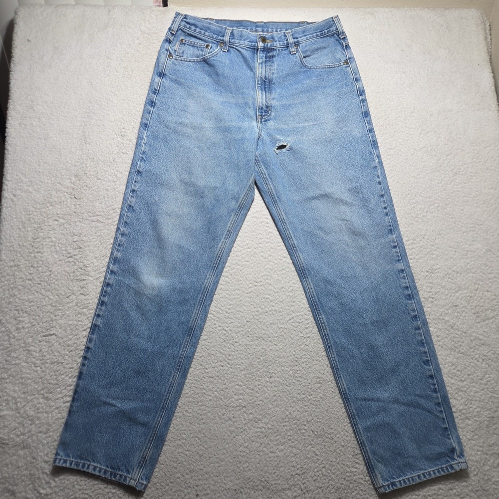 Vintage Carhartt B17-DST Relaxed Fit Tapered Leg Jeans Mens 36x32 Blue Denim